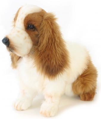 Мягкая игрушка собака Hansa Кокер-Спаниель искусственный мех синтепон пластик рыжий белый 28 см 5275
