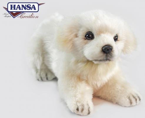 Мягкая игрушка щенок Hansa Hansa Щенок Маремма-Абруцкой овчарки, лежащий искусственный мех синтепон белый 33 см 6958