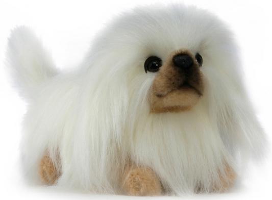 Мягкая игрушка собака Hansa Пекинес искусственный мех синтепон белый коричневый 28 см 3419
