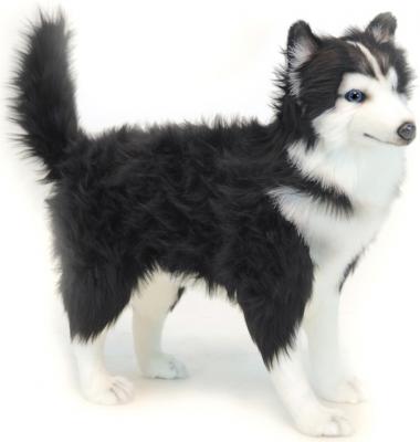 Мягкая игрушка собака Hansa Хаски чёрно-белая искусственный мех синтепон белый черный 56 см 6495