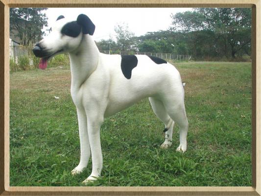 Мягкая игрушка собака Hansa Борзая стоящая искусственный мех белый черный 90 см 3866