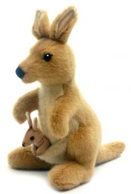 Мягкая игрушка кенгуру Hansa Кенгуру искусственный мех синтепон коричневый 20 см 3424