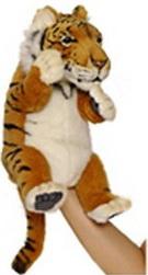 Мягкая игрушка тигр Hansa Тигр, игрушка на руку искусственный мех синтепон рыжий белый 24 см 4039
