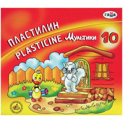 Пластилин МУЛЬТИКИ со стеком, 10 цв., 200 г