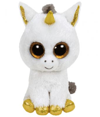 Мягкая игрушка единорог TY Единорог Pegasus искусственный мех текстиль белый 15 см 36179