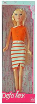 Кукла Defa Lucy "Модница" в бело-оранжевом платье 8316stripe