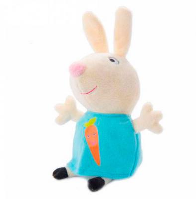 Мягкая игрушка кролик Росмэн Ребекка с морковкой 20 см кремовый голубой текстиль 29624