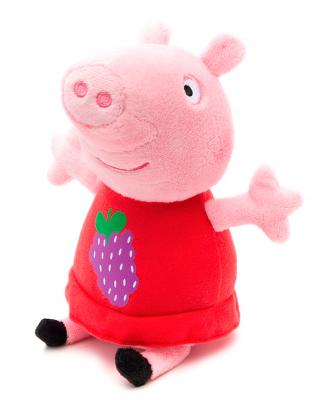 Мягкая игрушка свинка Росмэн Пеппа с виноградом плюш текстиль красный розовый 20 см 4680274019326