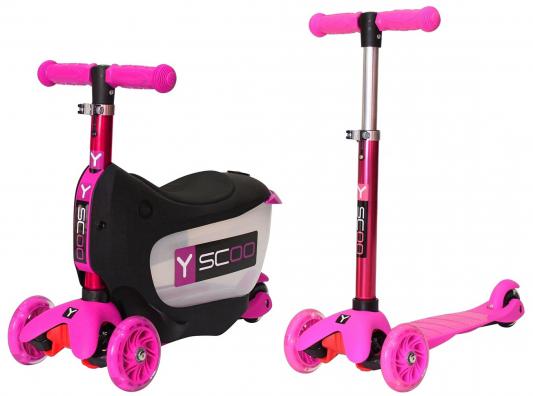 Самокат-каталка Y-SCOO Mini Jump&Go розовый со светящимися колесами
