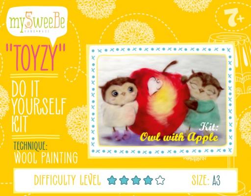 Набор для создания картины шерстью Toyzy Совушки с яблоком от 7 лет TZ-P026