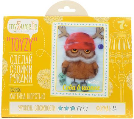 Набор для создания картины шерстью Toyzy Сова в шапке от 7 лет TZ-P028