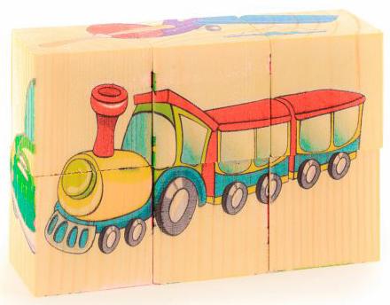 Кубики Русские деревянные игрушки "Транспорт" 6 шт. Д488а