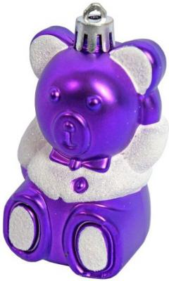 Елочные украшения Новогодняя сказка Мишка фиолетовый 8,5 см 4 шт пластик 97714