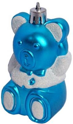 Елочные украшения Новогодняя сказка Мишка голубой 8,5 см 4 шт пластик 97714