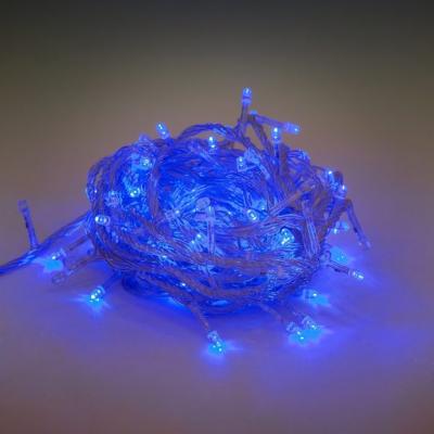 Гирлянда электрическая Новогодняя сказка 100 LED, синего свечения, прозрачный провод 8м, 8 реж., 971028