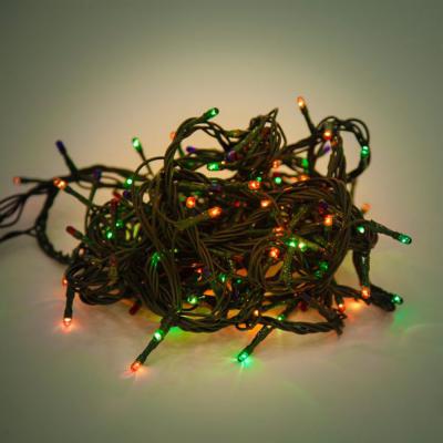 Гирлянда электрическая Новогодняя сказка 180 микроламп "рис" цветного свечения, зеленый провод 5,5м, 8 режимов