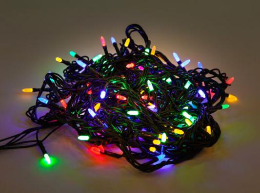 Гирлянда электрическая Новогодняя сказка 100 LED, цветное свечение, зеленый провод, 8 реж.971603