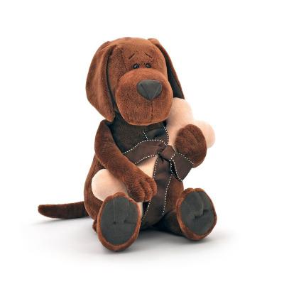 Мягкая игрушка собака ОРАНЖ Пёс Барбоська с косточкой 30 см коричневый плюш OS071/30