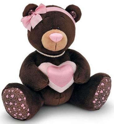 Мягкая игрушка медведь ORANGE девочка Choco&Milkс с сердцем плюш коричневый 30 см М003/30