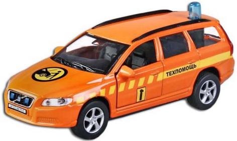 Машина Пламенный мотор 1:32 Volvo V70 Техпомощь 16 см оранжевый  87495