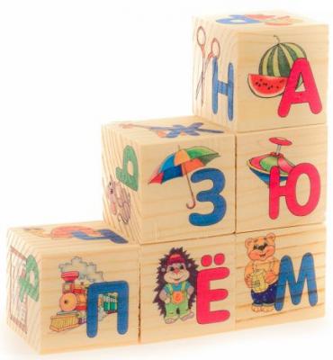 Кубики Русские деревянные игрушки "Азбука" 6 шт. Д489а