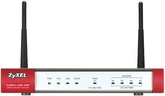 Межсетевой экран Zyxel ZyWALL USG20W-VPN 4 порта 10/100/1000 Mbps 1WAN 802.11n с точкой доступа