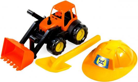 Игровой набор ZEBRATOYS Трактор c каской и лопатой оранжевый  15-10593
