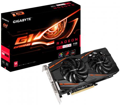 Видеокарта GigaByte Radeon RX 480 GV-RX480G1GAMING-8GD PCI-E 8192Mb 256 Bit Retail (GV-RX480G1GAMING-8GD)