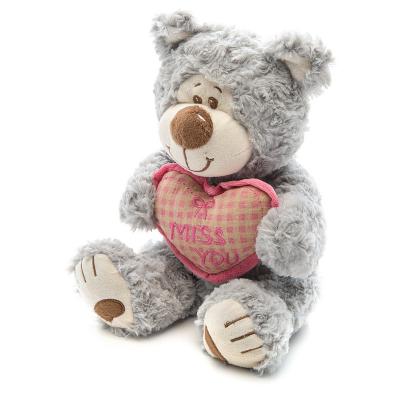 Мягкая игрушка медведь Fluffy Family Мишка Митя с сердцем 25 см серый текстиль искусственный мех 681146