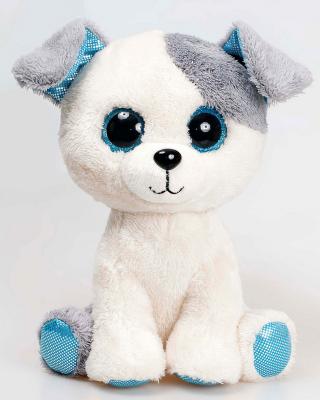 Мягкая игрушка собака FANCY Собачка глазастик 21 см белый искусственный мех пластик плюш текстиль SBB0