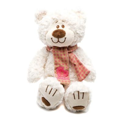 Мягкая игрушка медведь Fluffy Family Мишка Митя с шарфом искусственный мех белый 24 см 6927556811413