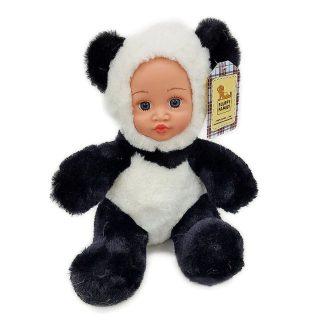 Мягкая игрушка панда Fluffy Family Крошка панда 30 см белый черный бежевый текстиль искусственный мех пластик 681241