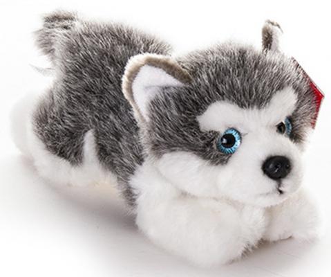Мягкая игрушка щенок Aurora Лайка плюш текстиль серый 22 см
