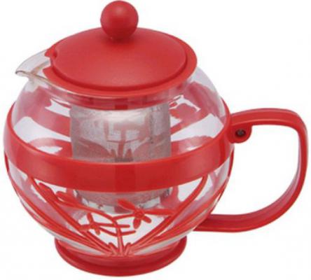 Чайник заварочный Wellberg WB-361 красный 0.8 л пластик/стекло