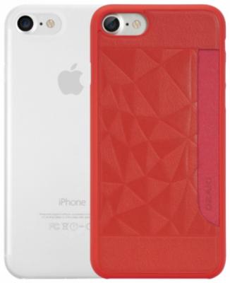 Набор чехлов Ozaki Jelly and Pocket для iPhone 7 красный прозрачный OC722RC