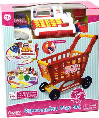 Игрушка Boley продуктовая тележка с кассой и набором продуктов 44 предмета