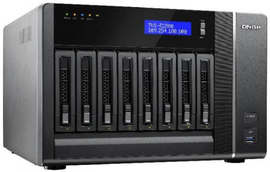 Сетевое хранилище QNAP TVS-EC880-E3-16G 3.4ГГц 8x2.5"/3.5"HDD hot swap RAID 0/1/5/6/10 4xGbLAN 9xUSB