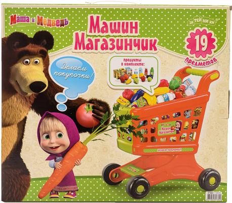 Игровой набор Маша и медведь Фрукты и овощи с тележкой 44937 19 предметов GT8661