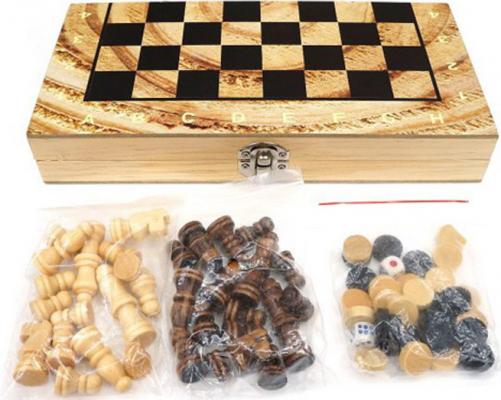 Настольная игра Shantou Gepai логическая 3 в 1 Шахматы, шашки, нарды, поле 29,5х29,5см