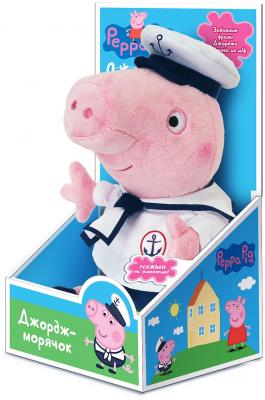 Мягкая игрушка свинка РОСМЭН "Свинка Пеппа" - Джордж-морячок плюш текстиль пластик розовый 25 см