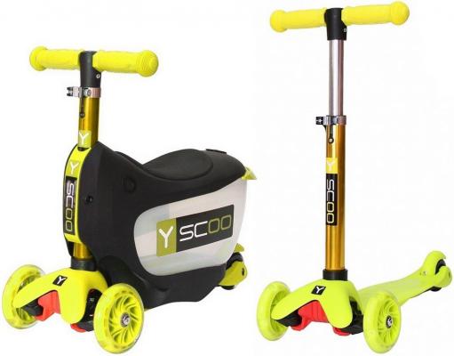 Самокат-каталка Y-SCOO Mini Jump&Go желтый со светящимися колесами