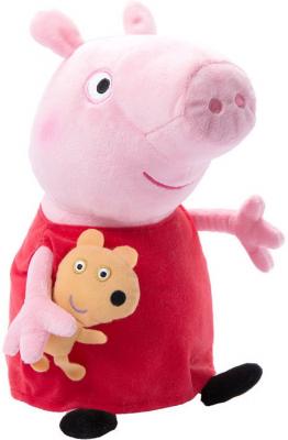Мягкая игрушка свинка Peppa Pig Пеппа с игрушкой текстиль розовый красный 40 см