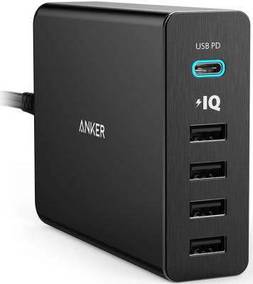 Сетевое зарядное устройство Anker PowerPort+ 5 USB-C 4 x USB 2.4А черный A2053L11