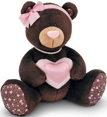 Мягкая игрушка медведь ORANGE Choco Milk с сердцем 25 см коричневый искусственный мех  M003/25