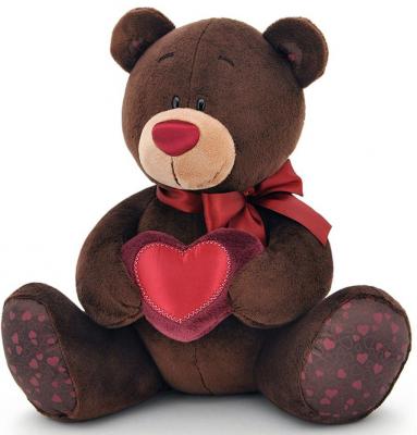 Мягкая игрушка медведь ORANGE Choco Milk с сердцем искусственный мех коричневый 20 см