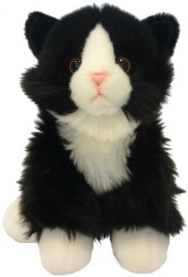 Мягкая игрушка кот MAXITOYS Котик сидячий искусственный мех текстиль пластик черный белый 22 см