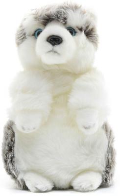 Мягкая игрушка собака MAXITOYS Хаски искусственный мех белый 24 см стоячая
