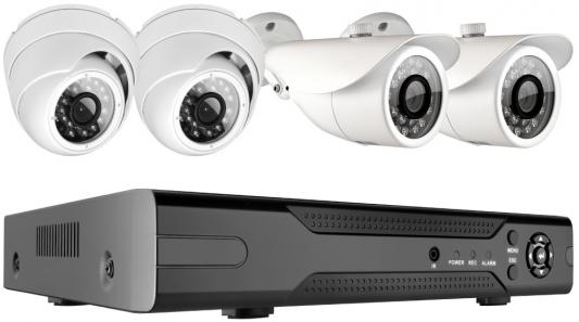 Комплект видеонаблюдения GINZZU HK-442D 2 купольные камеры + 2 уличные камеры 4-х канальный видеорегистратор
