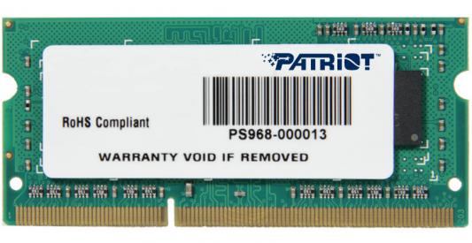 Оперативная память для ноутбука 4Gb (1x4Gb) PC3-12800 1600MHz DDR3L SO-DIMM CL11 Patriot PSD34G1600L82S