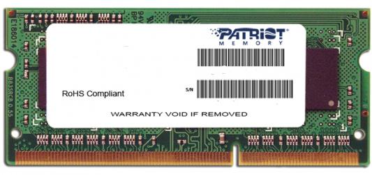 Оперативная память для ноутбука 2Gb (1x2Gb) PC3-12800 1600MHz DDR3L SO-DIMM ECC Registered CL11 Patriot PSD32G1600L2S